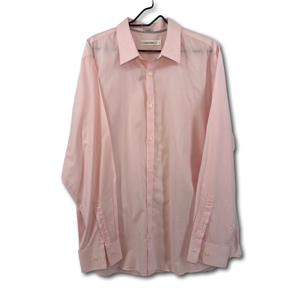 Calvin Klein Men's Shirt Slim-Fit Performance Non-iron 100% Cotton Size XL Pink